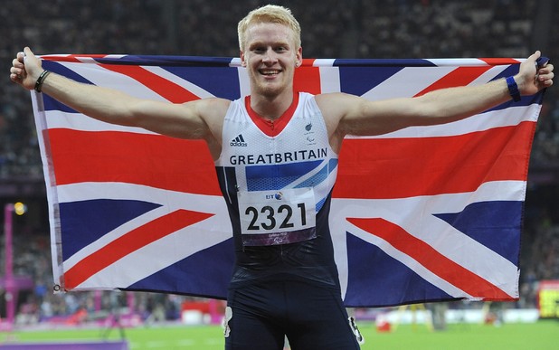 Great Britain's Jonnie Peacock celebrates winning gold in the Men's 100m - T44 Final