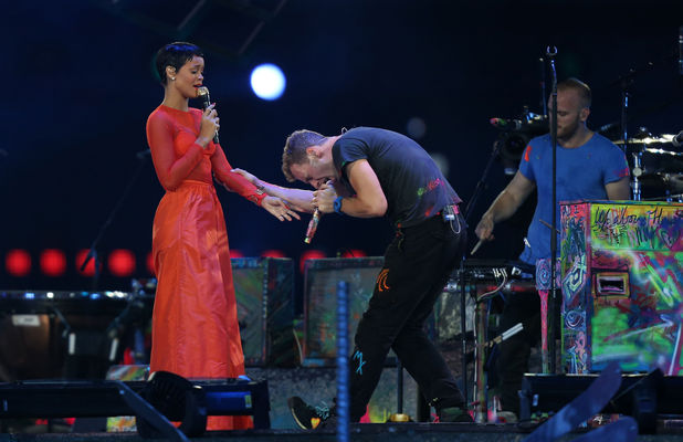 Rihanna and Coldplay's Chris Martin at the Paralympics closing ceremony