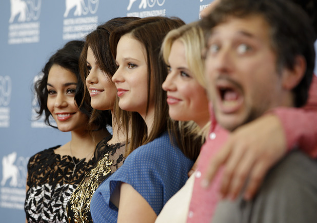 Vanessa Hudgens, Selena Gomez, Rachel Korine, Ashley Benson and director Harmony Korine, Venice Film Festival