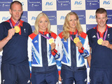 Mixed four rowing gold medal winners David Smith, Pamela Relph, James Roe and Naomi Riches at The Paralympic Ball, held at the Grosvenor House in London