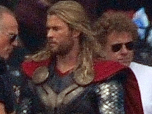Chris Hemsworth filming scenes for the movie 'Thor: The Dark World'