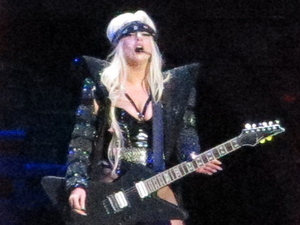 Lady Gaga performs on her 'Born This Way Ball' tour at Twickenham Stadium
