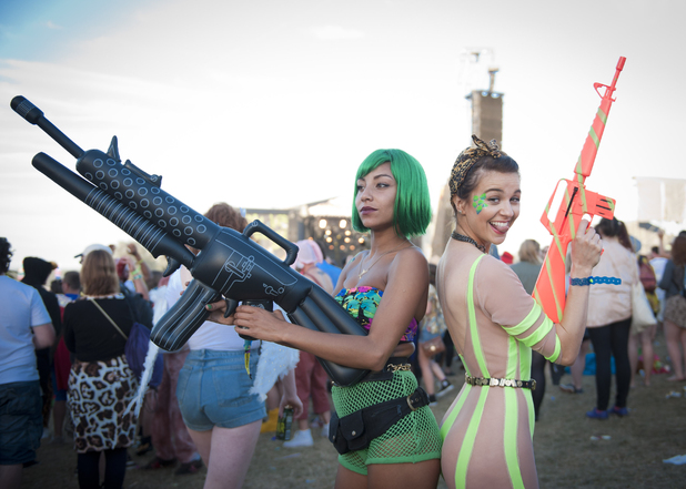 Festival goers in fancy dress