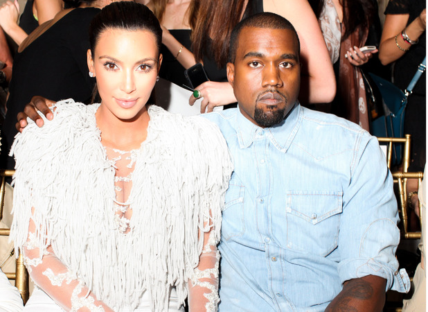 Kim Kardashian and Kanye West at the Marchesa show at New York Fashion Week