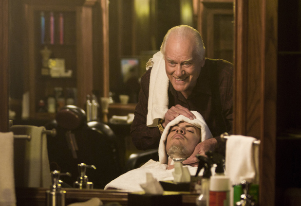 Larry Hagman as J.R. Ewing and Josh Henderson as John Ross Ewing