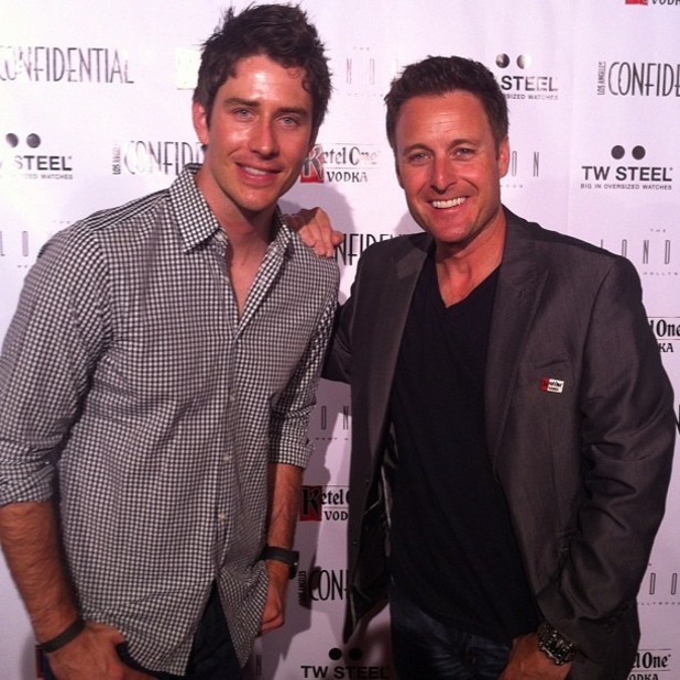 The Bachelor host Chris Harrison with Arie Luyendyk Jr