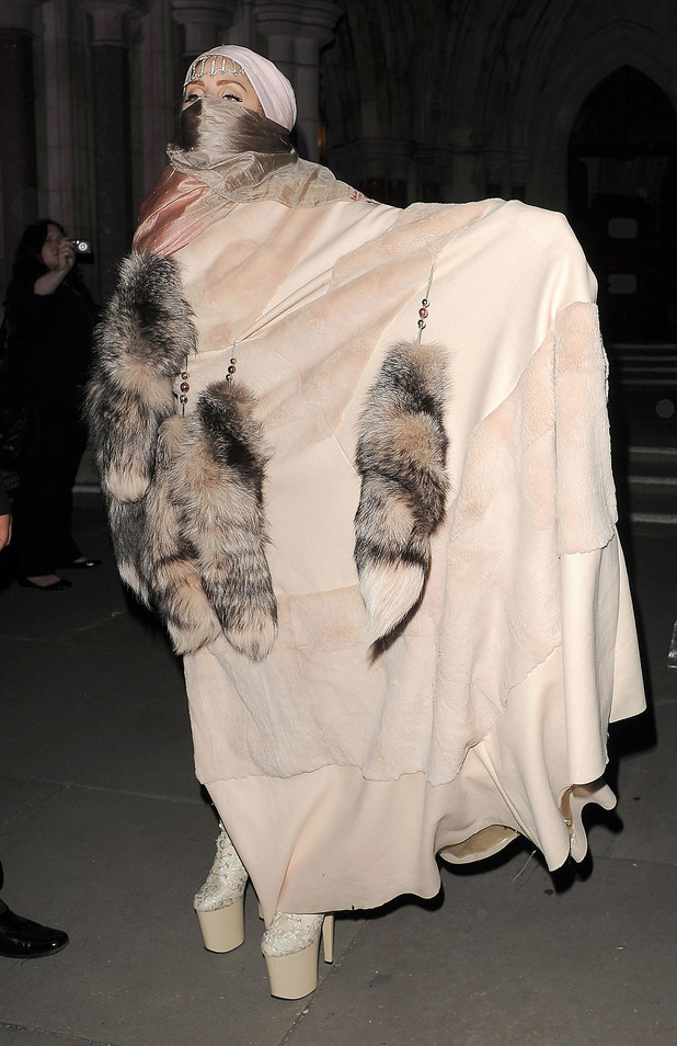 Lady GaGa at Philip Treacy's show at London Fashion Week 2012