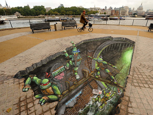 Teenage Mutant Ninja Turtles 3D street art