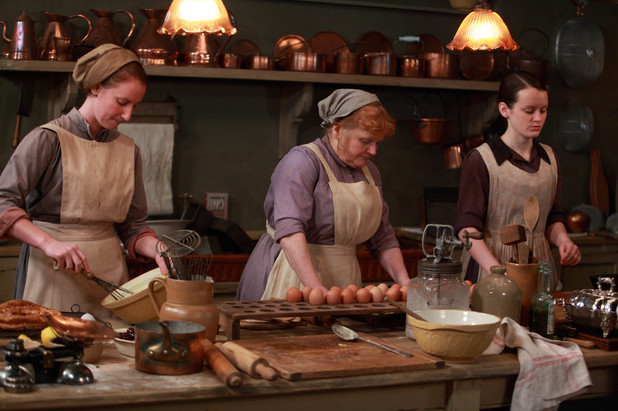 Lesley Nicol as Mrs Patmore and Sophie McShera as Daisy Mason