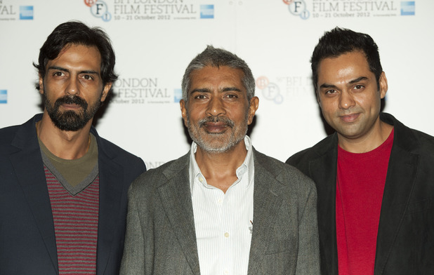 Arjun Rampal, Prakash Jha and Abhay Deol pictured at a photocell for Chakravyah, held in the Empire Leicester Square as part of the BFI London Film Festival 2012.