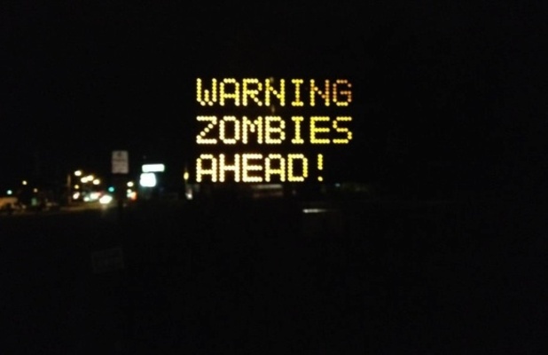 Zombie warning road side