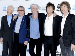 Charlie Watts, Bill Wyman, Keith Richards, Ronnie Wood and Mick Jagger arrive to attend the gala screening of 'Crossfire Hurricane' at Odeon Leicester Square as part of the 56th BFI London Film Festival