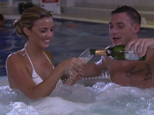 TOWIE: Lucy and Kirk enjoy each other's company in the jacuzzi