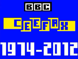The final Ceefax page ever reading "1974 - 2012: Thanks for watching'