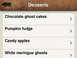 'Great Halloween Recipes' app screenshot