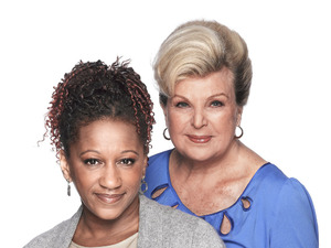 Clare Perkins and Ann Mitchell as Ava Hartman and Cora Cross in EastEnders