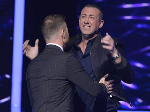 The X Factor: Christopher and Gary celebrate.