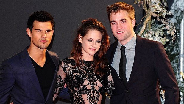 Taylor Lautner, Kristen Stewart and Robert Pattinson arriving for the premiere of The Twilight Saga: Breaking Dawn Part 2 at the Empire and Odeon Leicester Square, London