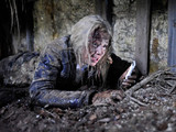 6406: Katie tries to make a call on her mobile but there's no reception at the bottom on the mine shaft