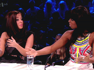 Judges Tulisa Contostavlos and Kelly Rowland disagree on 'The Xtra Factor' . Shown on ITV2 HD
England -