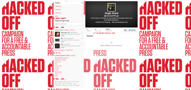 A screenshot of Hugh Grant's new Twitter account