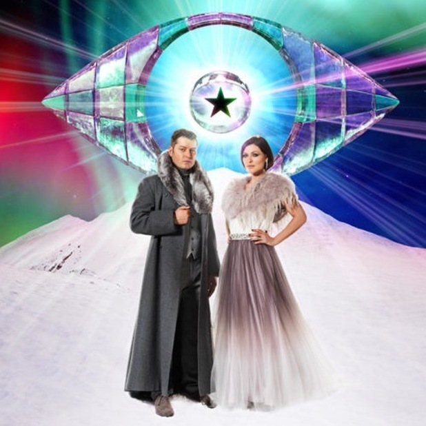 Brian Dowling and Emma Wilis in a photo unveiling the new Celebrity Big Brother eye.