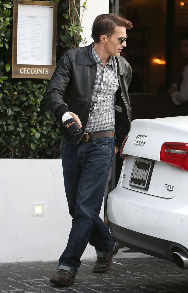 Olivier Martinez leaves Cecconi's Restaurant 