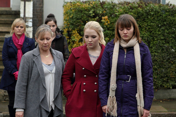 Tanya, Lauren, Carol, Abi and Alice after Derek's death