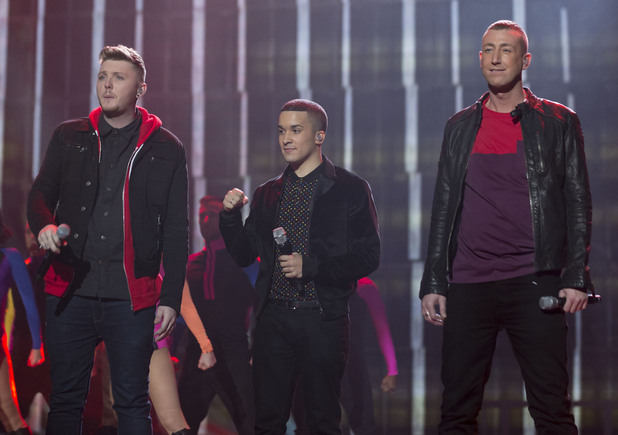 'The X Factor Final Live' TV Programme, Manchester Central Convention Centre, Manchester, Britain. - 08 Dec 2012
James Arthur, Jahmene Douglas and Christopher Maloney