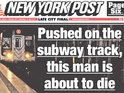 Tabloid sparks Twitter outcry by posting picture of man about to be hit by train.