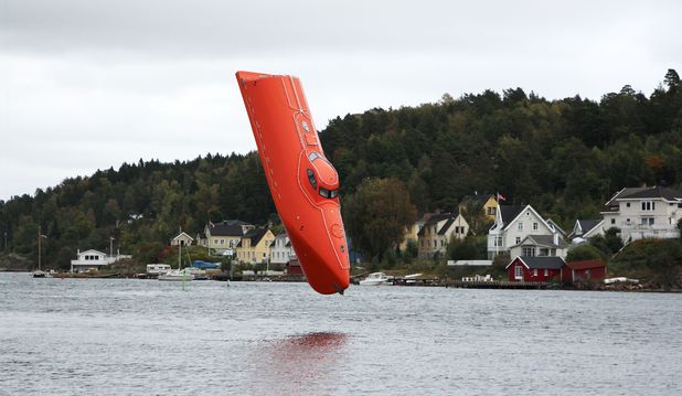 Free-fall lifeboat sets new world record after being dropped from 201ft in Norway