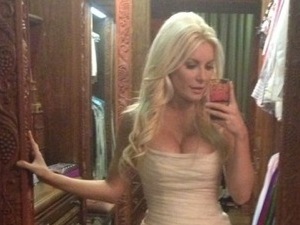 Crystal Harris in her wedding gown after marrying Hugh Hefner