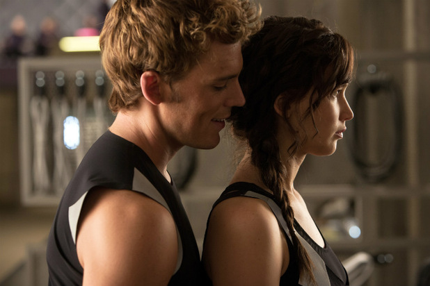 'The Hunger Games: Catching Fire' still: Sam Claflin and Jennifer Lawrence