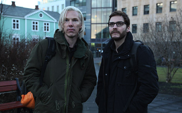 Benedict Cumberbatch (left) portrays Julian Assange and Daniel Brühl portrays Daniel Domscheit-Berg in the DreamWorks Pictures' drama "The Fifth Estate".