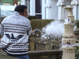 Masood smashes up the water feature.
