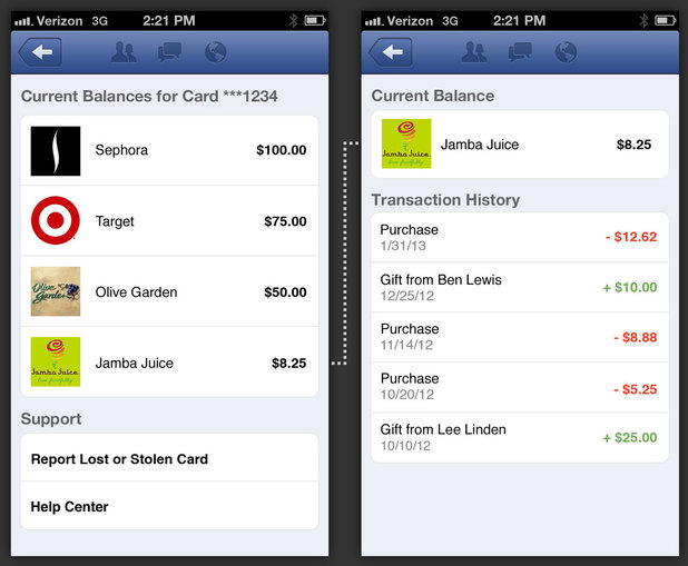 Facebook Gift Cards