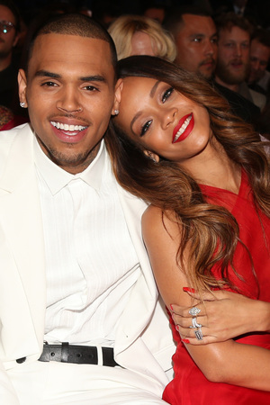 Rihanna and Chris Brown at the 55th annual Grammy Awards