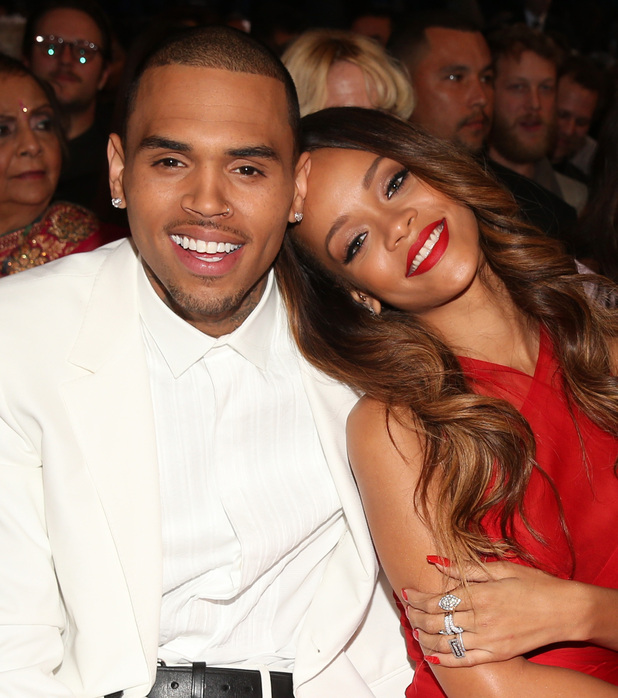 Rihanna and Chris Brown at the 55th annual Grammy Awards 