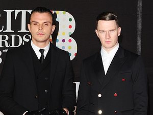 Hurts arriving for the 2013 Brit Awards at the O2 Arena, London