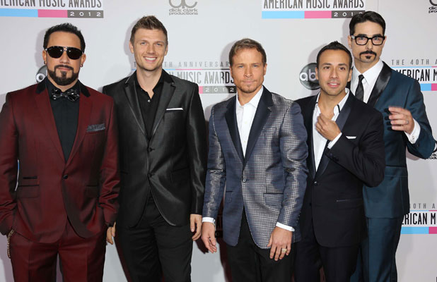 AJ McLean, Nick Carter, Brian Littrell, Howie Dorough and Kevin Richardson of Backstreet Boys The 40th Anniversary American Music Awards 2012, held at Nokia Theatre L.A. Live - Arrivals Los Angeles California, USA - 18.11.12 Mandatory Credit: FayesVision/WENN.com