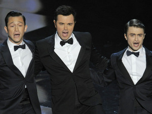 Joseph Gordon-Levitt, Seth MacFarlane and Daniel Radcliffe at the 2013 Oscars