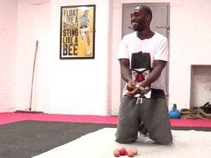 Tinie Tempah Comic Relief challenge, press-ups over eggs