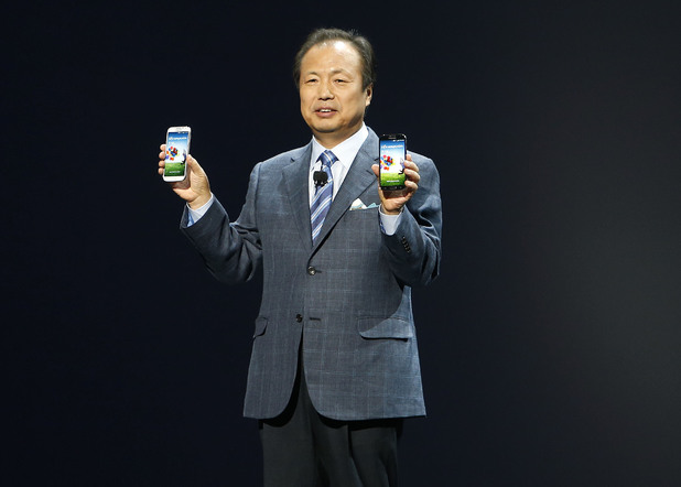 Samsung's JK Shin with the new Galaxy S4 smartphone