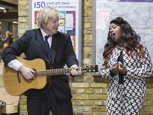 Boris Johnson, Misha B, launch Gigs 2013, London Bridge tube station