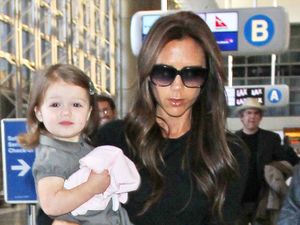 Victoria Beckham, Harper Seven, smile, LAX airport, Beckham birthday