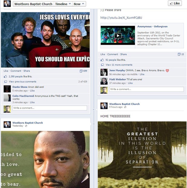 Anonymous hack Westboro Baptist Church's Facebook page