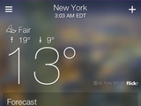 A screenshot of the new Yahoo! weather application