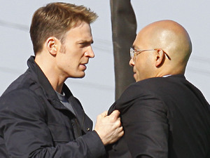 Chris Evans filming scenes for 'Captain America: Winter Soldier' on location in Los Angeles