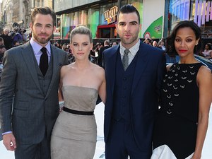 Chris Pine, Alice Eve, Zachary Quinto and Zoe Saldana arriving for the premiere of Star Trek Into Darkness at the Empire Leicester Square, London.