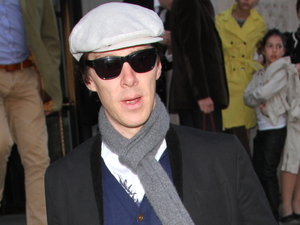 Benedict Cumberbatch arrives at the Corinthian Hotel.
